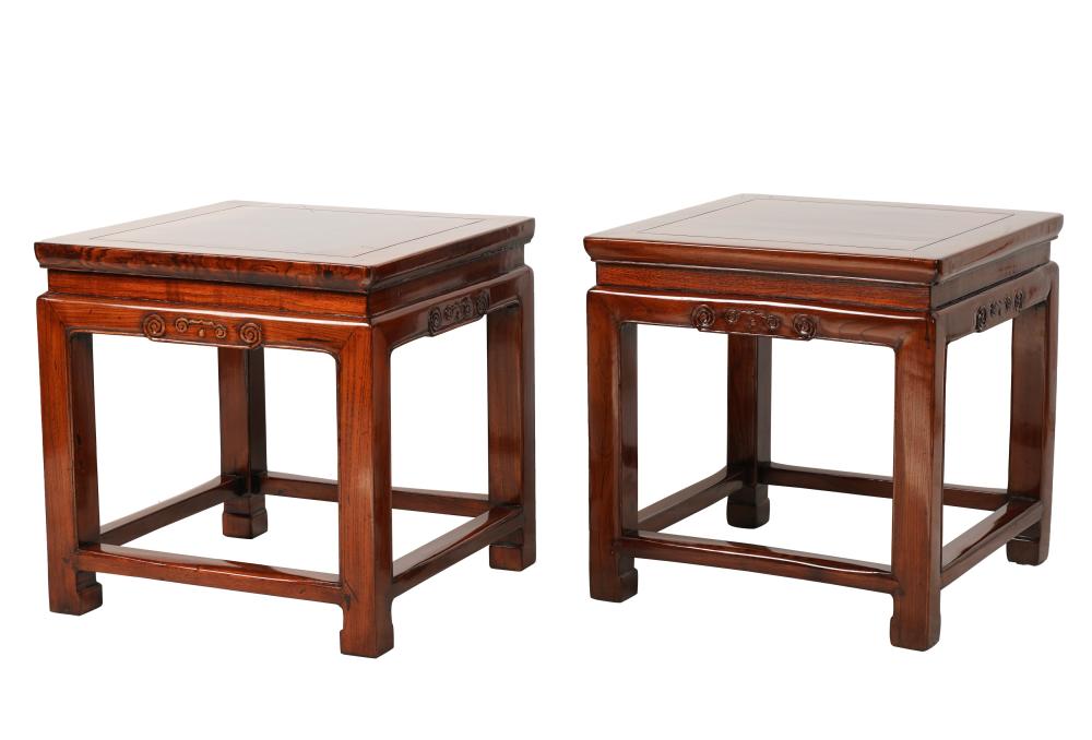 PAIR OF CHINESE CARVED WOOD END