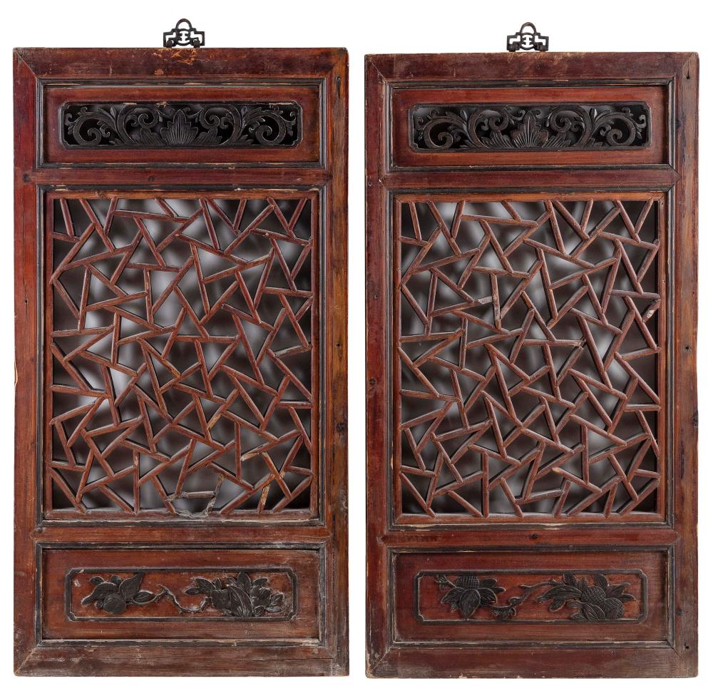 PAIR OF CHINESE CARVED WOOD