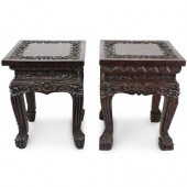 PAIR OF CHINESE CARVED WOOD PL
