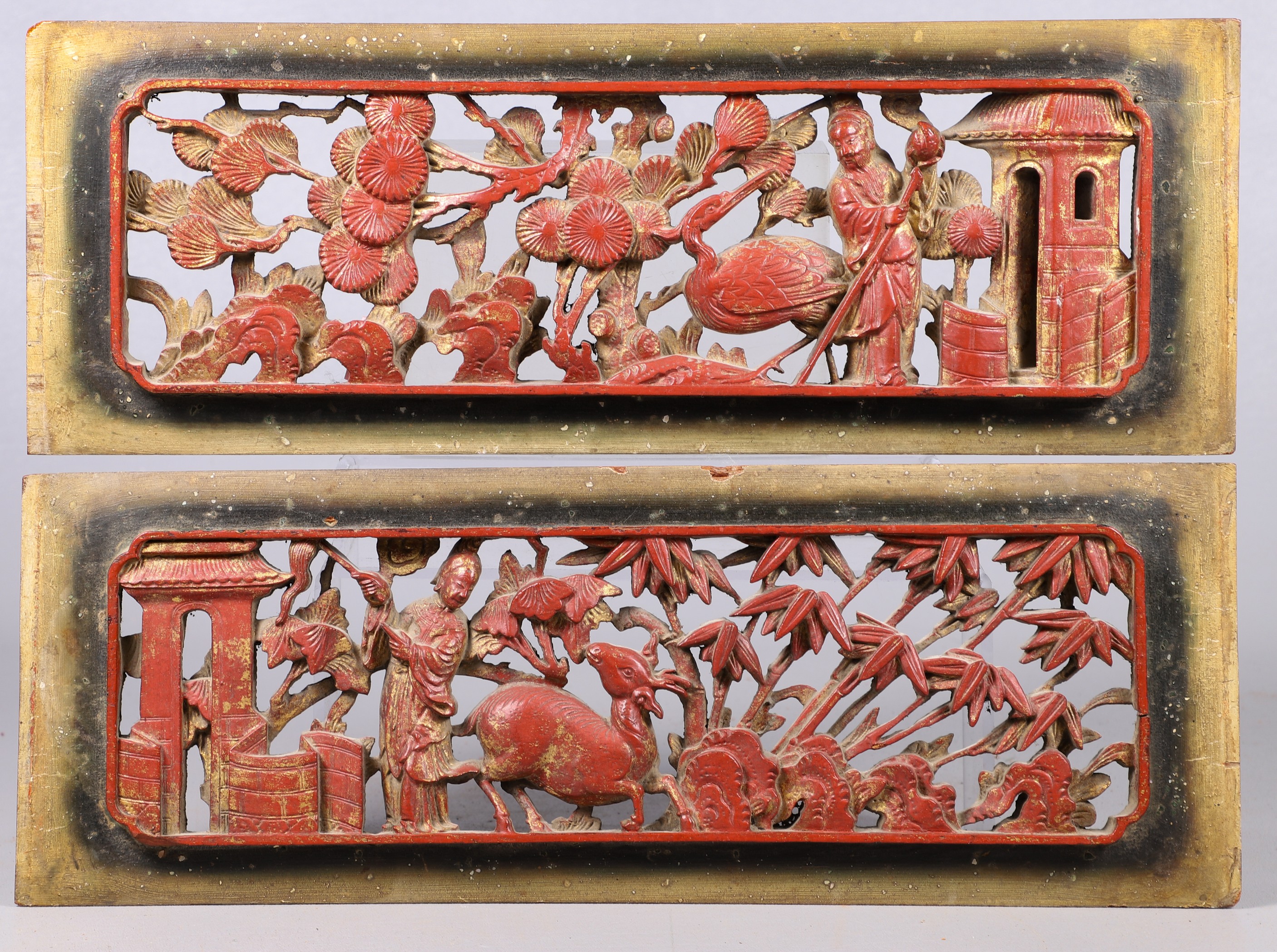 Pair of Chinese carved wood