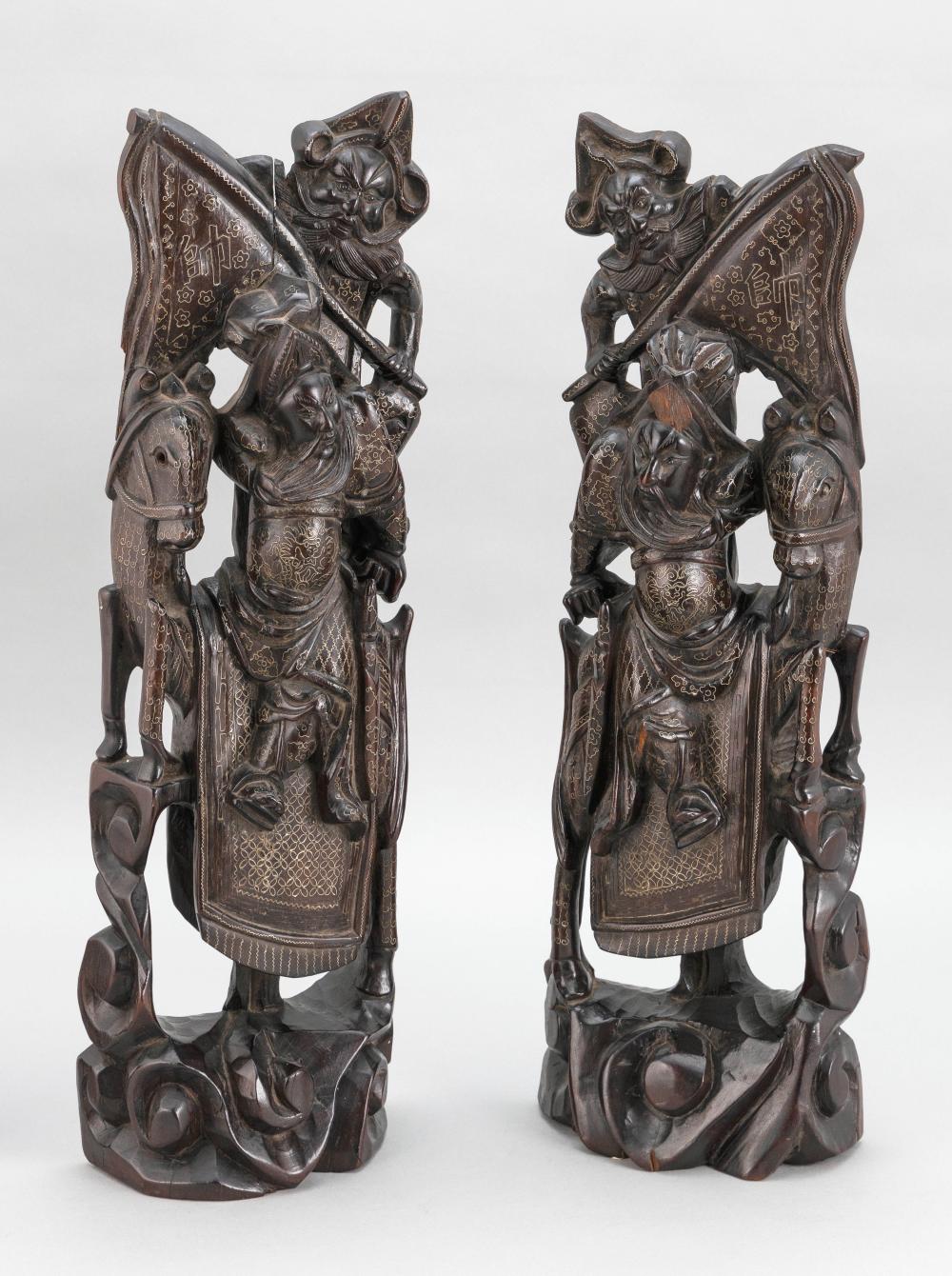 PAIR OF CHINESE CARVED WOODEN