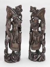 PAIR OF CHINESE CARVED WOODEN