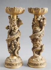 PAIR OF CHINESE CAST BRASS PRI