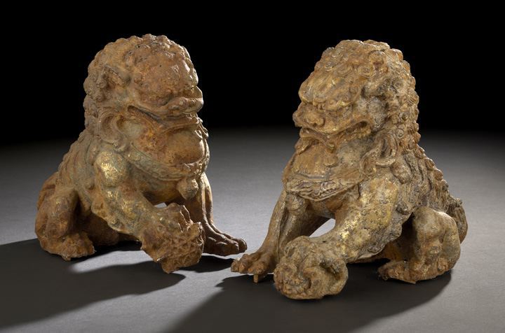 Pair of Chinese Cast-Iron Figures