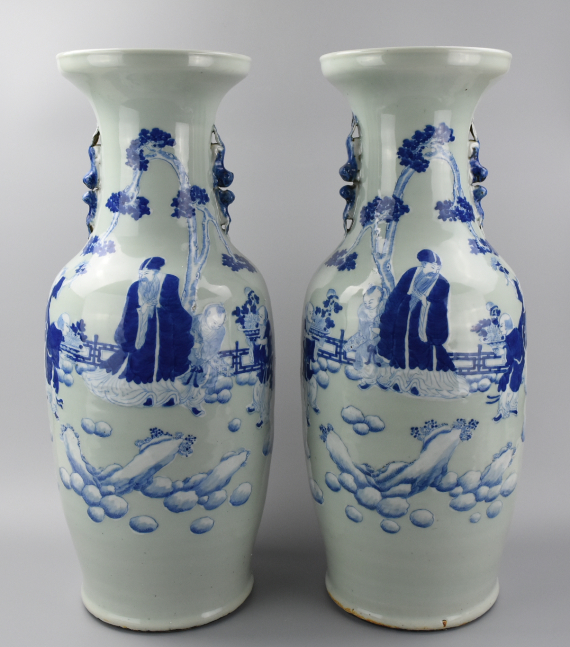 PAIR OF CHINESE CELADON & B / W