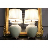 Pair of Chinese celadon crackl