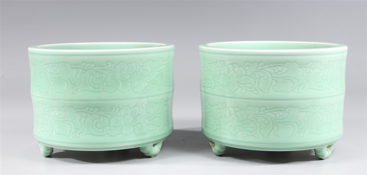 Pair of Chinese celadon glazed