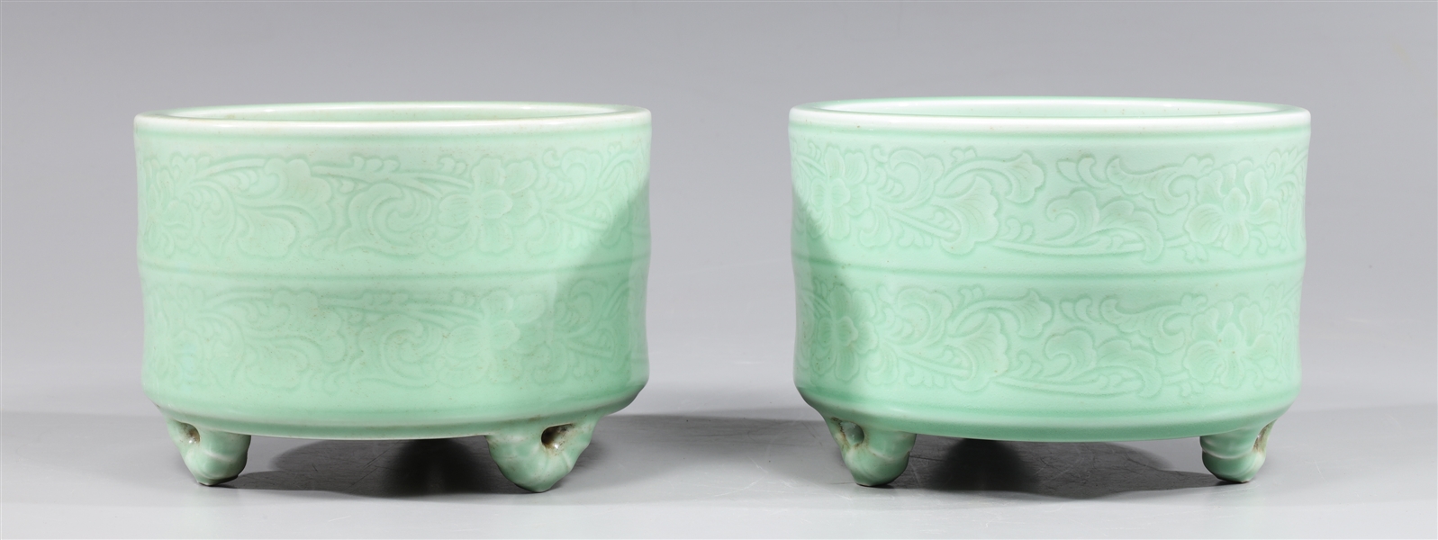 Pair of Chinese celadon glazed