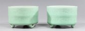 Pair of Chinese celadon glazed