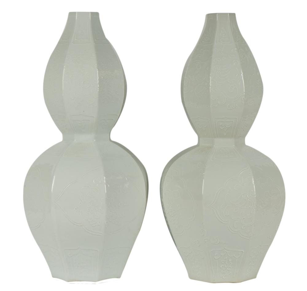 PAIR OF CHINESE CELADON-GLAZED