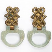 PAIR OF CHINESE CELADON JADE B