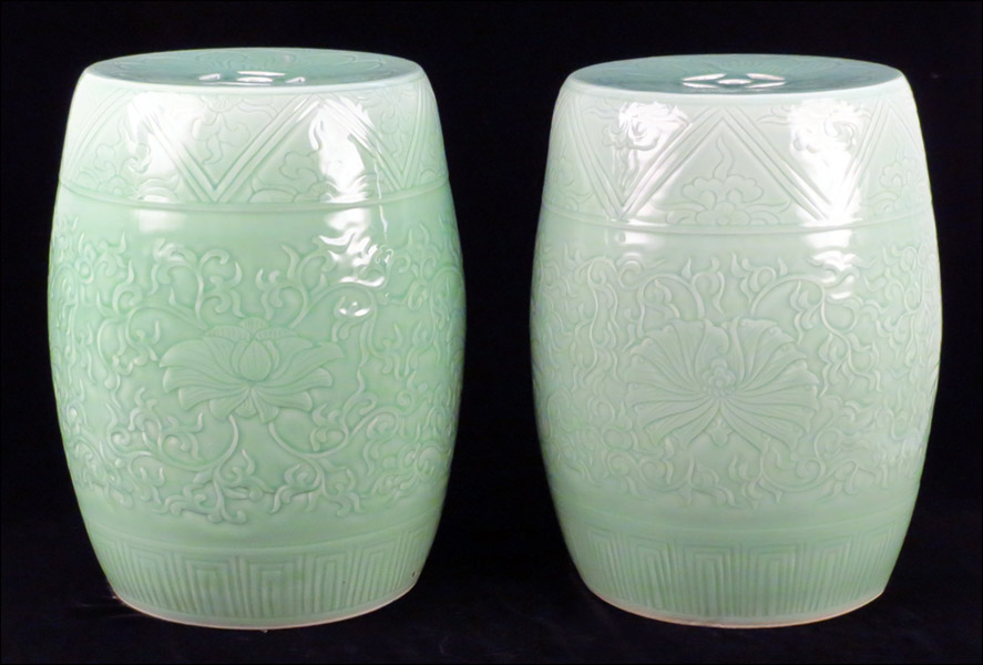 PAIR OF CHINESE CELADON PORCELAIN