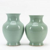 PAIR OF CHINESE CELADON PORCEL