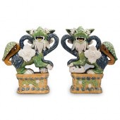 PAIR OF CHINESE CERAMIC FOO DO