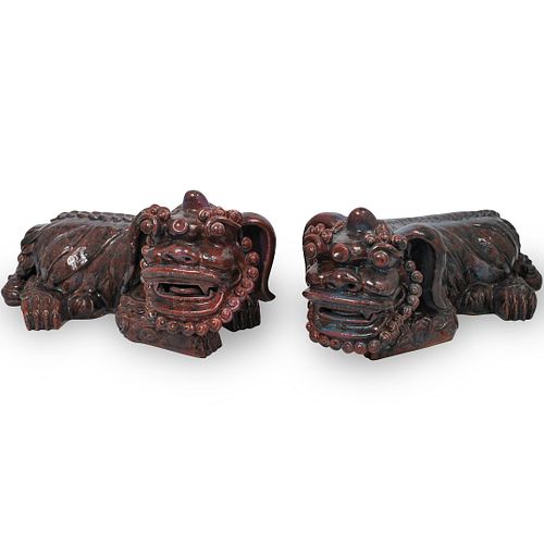 PAIR OF CHINESE CERAMIC GLAZED