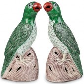 PAIR OF CHINESE CERAMIC PARROT