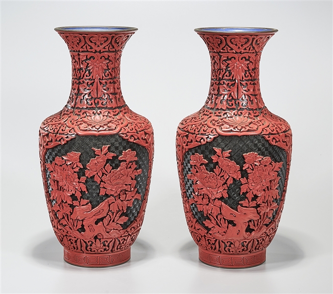 Pair of Chinese cinnabar-like