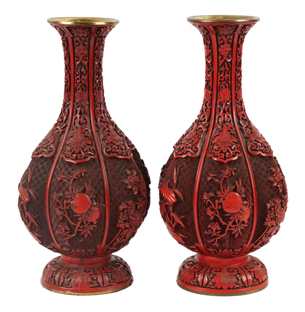 PAIR OF CHINESE CINNABAR