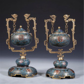 PAIR OF CHINESE CLOISONEE FLOW