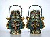 PAIR OF CHINESE CLOISONNE BEAS