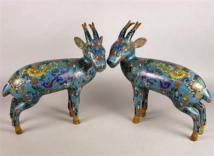 Pair of Chinese cloisonne deer