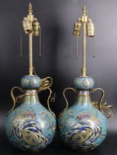 PAIR OF CHINESE CLOISONNE DOUB