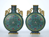 PAIR OF CHINESE CLOISONNE FLOW