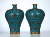PAIR OF CHINESE CLOISONNE FLOW