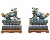 PAIR OF CHINESE CLOISONNE FOO