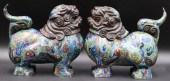 PAIR OF CHINESE CLOISONNE FOO