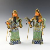 PAIR OF CHINESE CLOISONNE GUAN