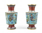 PAIR OF CHINESE CLOISONNE HEXA