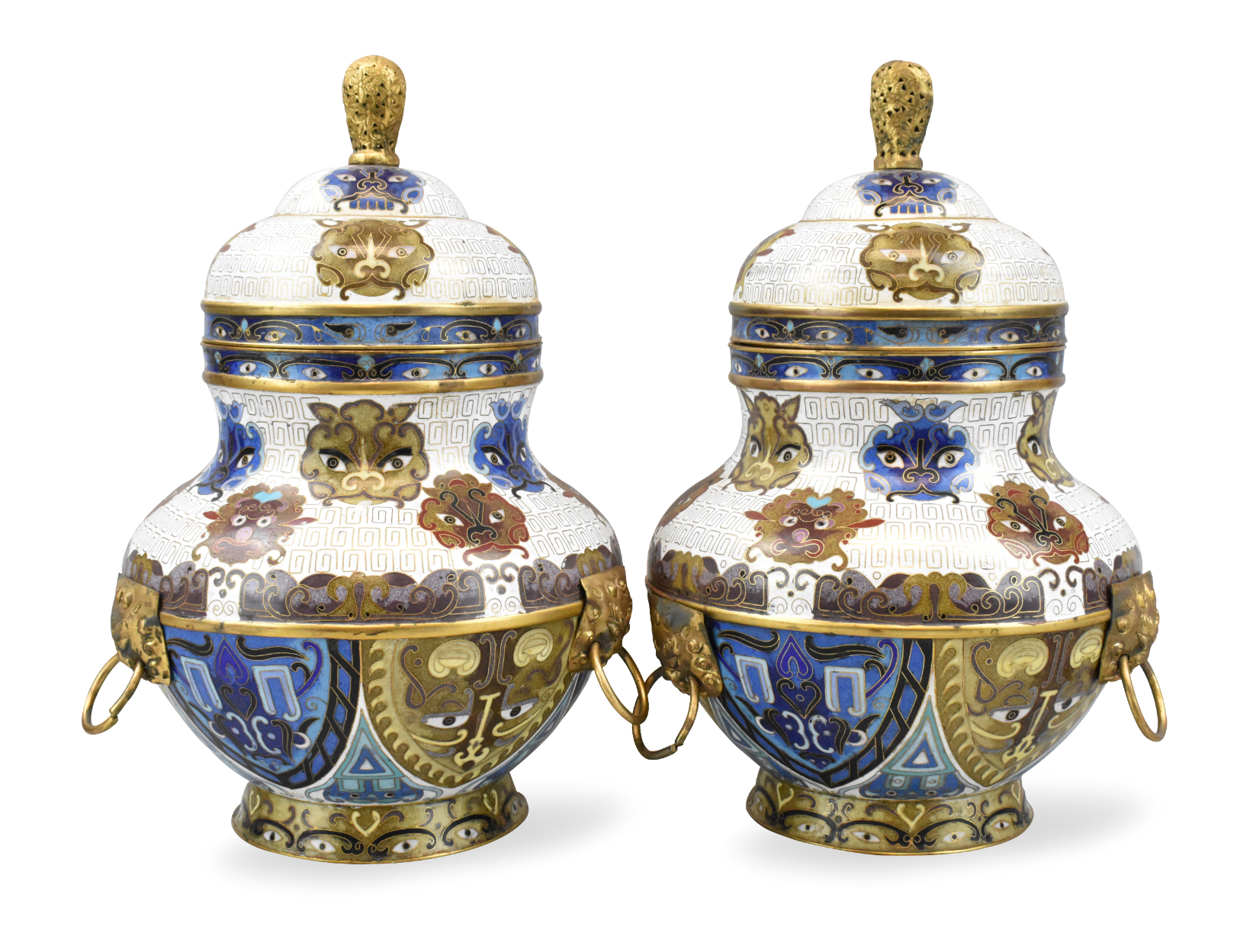 PAIR OF CHINESE CLOISONNE JARS &