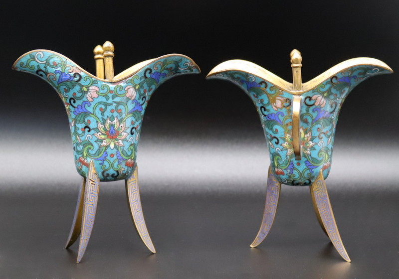 PAIR OF CHINESE CLOISONNE JUE