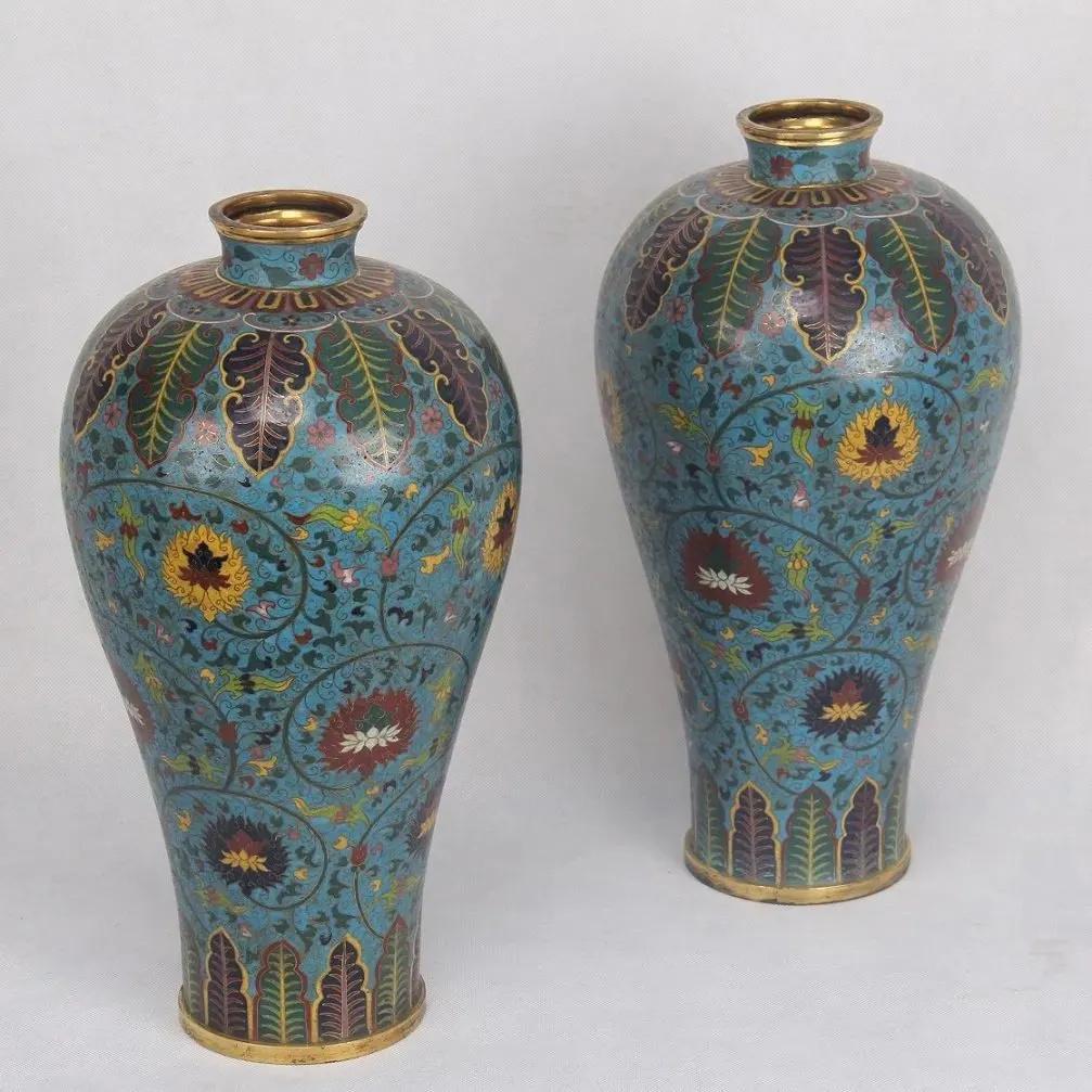 PAIR OF CHINESE CLOISONNE MEIPING