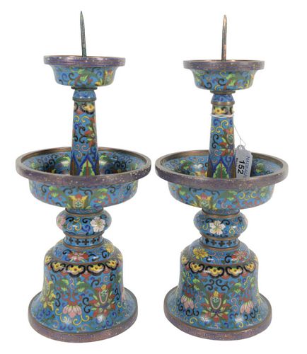 PAIR OF CHINESE CLOISONNE PRICKET