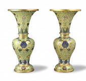 PAIR OF CHINESE CLOISONNE TRUM