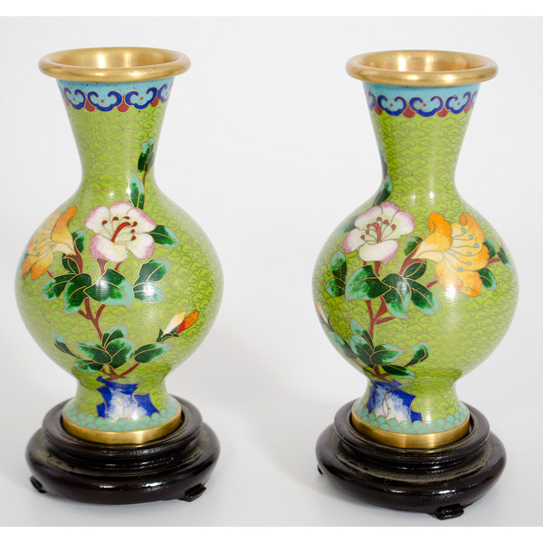 Pair of Chinese Cloisonne Vases A