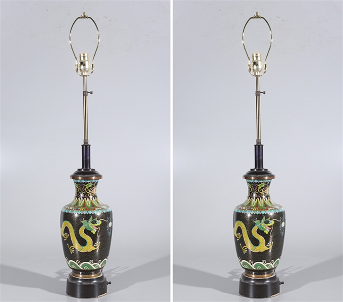 Pair of Chinese cloisonne vases