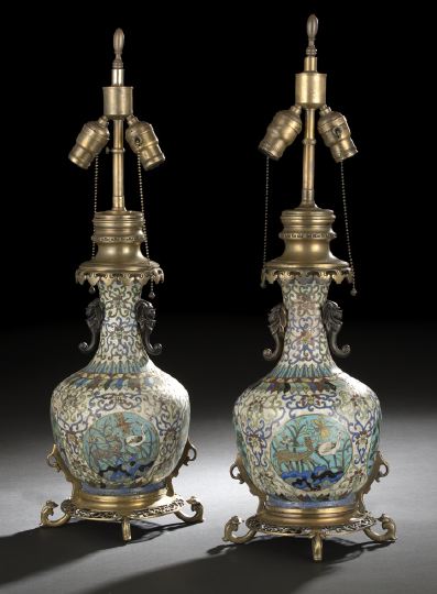 Pair of Chinese Cloisonne Vases, 