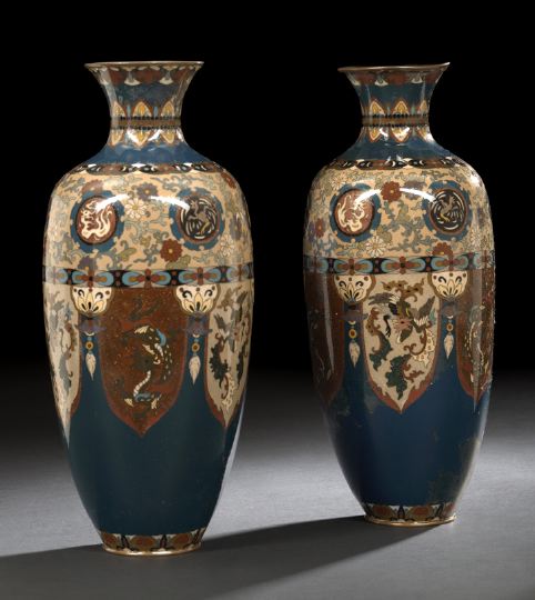 Pair of Chinese Cloisonne Vases, 