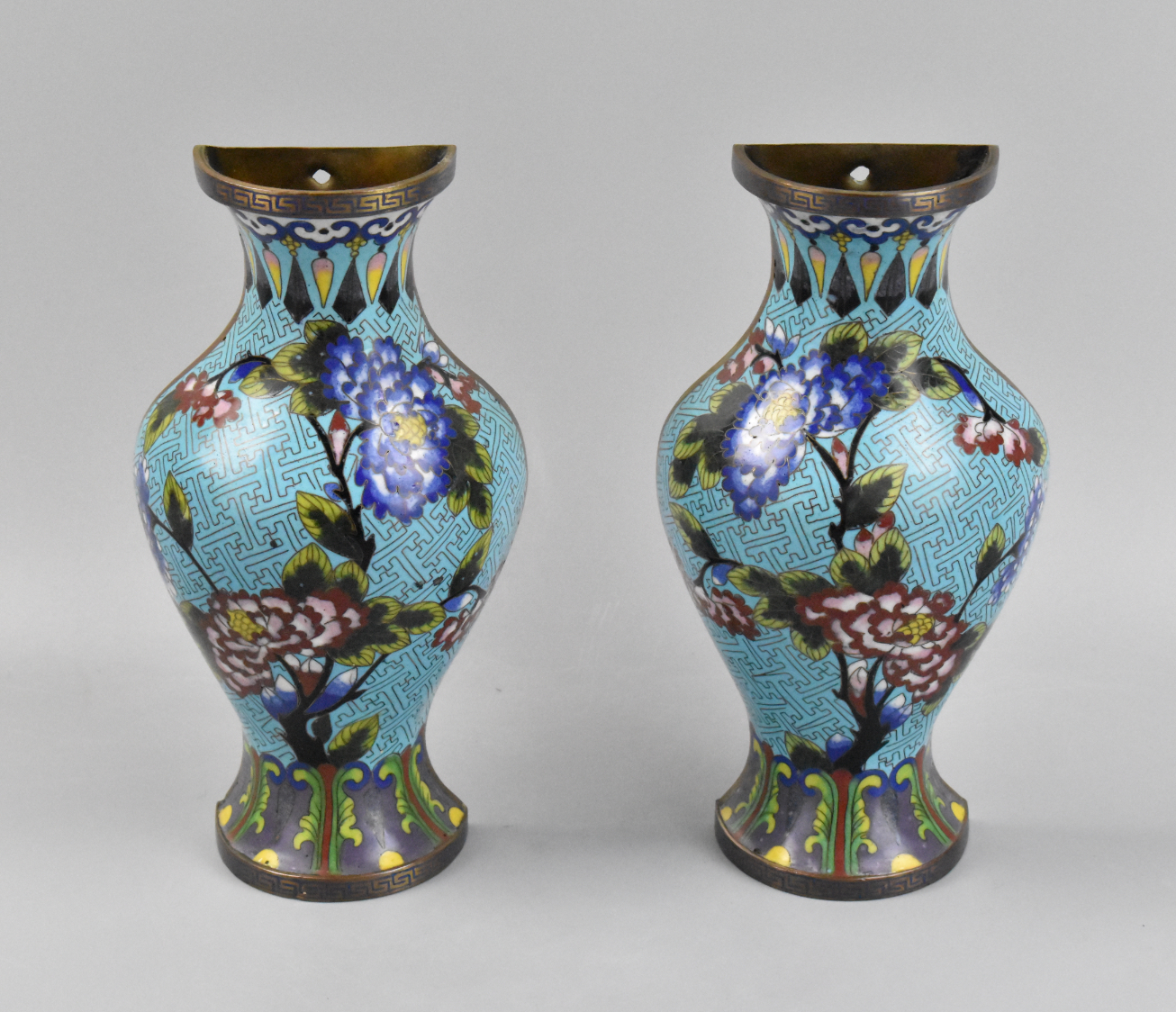 PAIR OF CHINESE CLOISONNE WALL