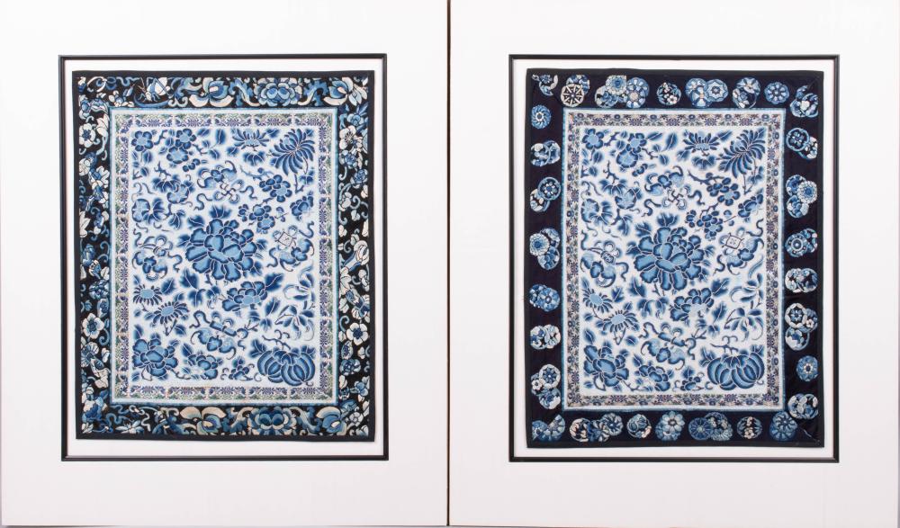 PAIR OF CHINESE COUNTED STITCH