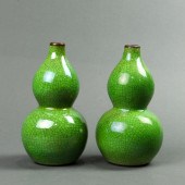 PAIR OF CHINESE CRACKLE GLAZED