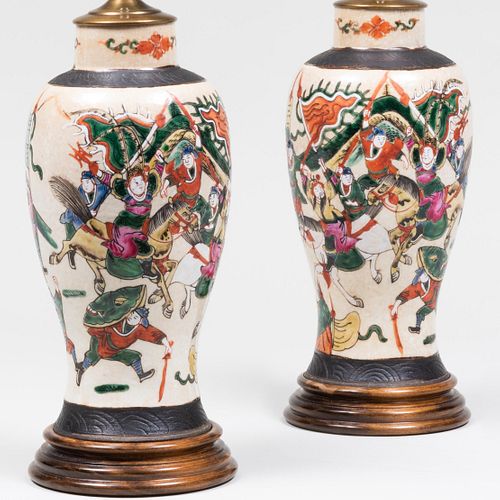 PAIR OF CHINESE CRACKLE GLAZED