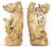 PAIR OF CHINESE DAOIST WOOD CA