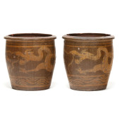 PAIR OF CHINESE DRAGON EGG JAR