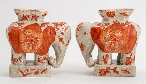 PAIR OF CHINESE ELEPHANT CRACKLED