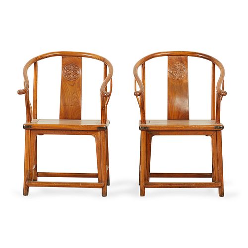 PAIR OF CHINESE ELM WOOD