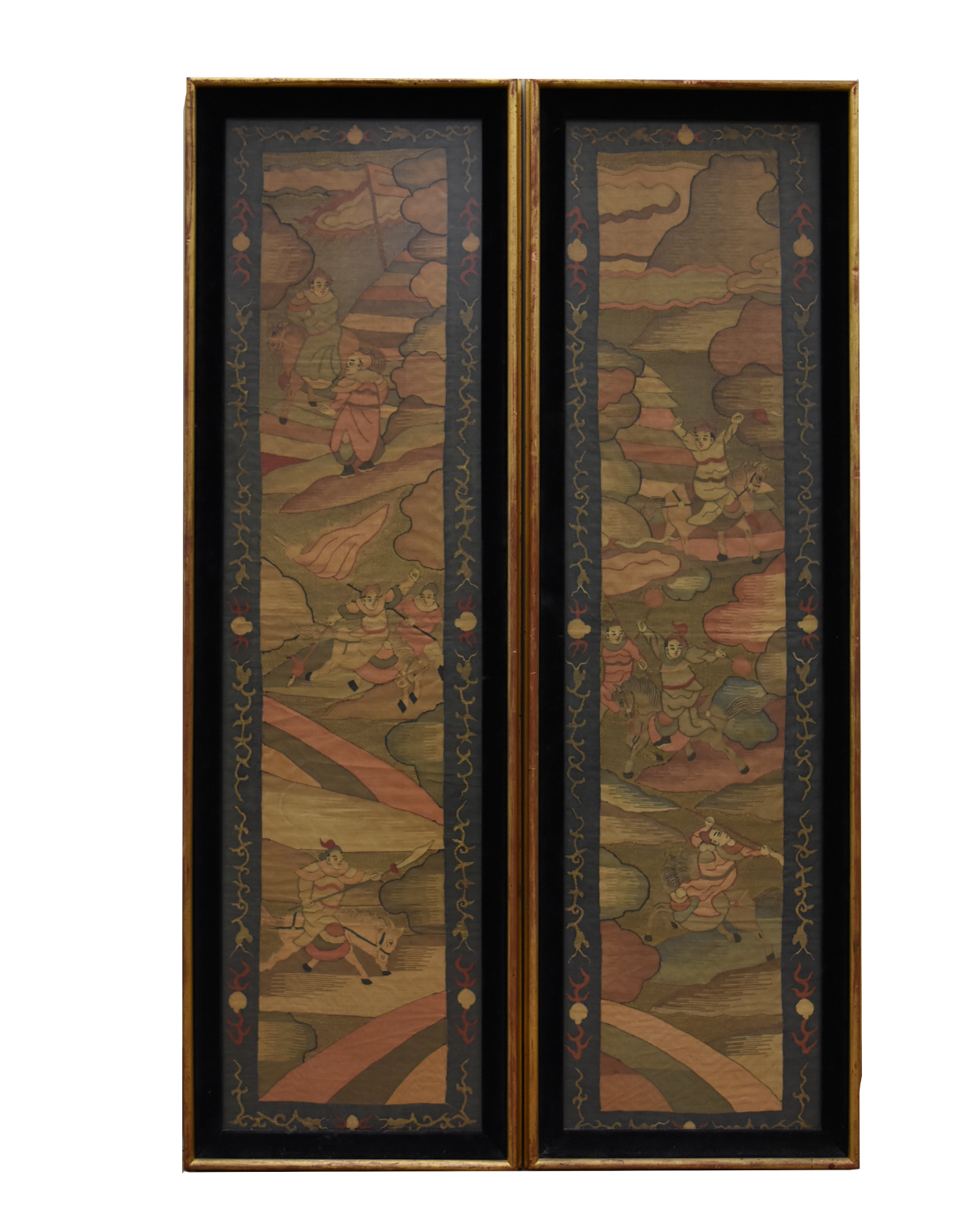 PAIR OF CHINESE EMBROIDERED KESI W/